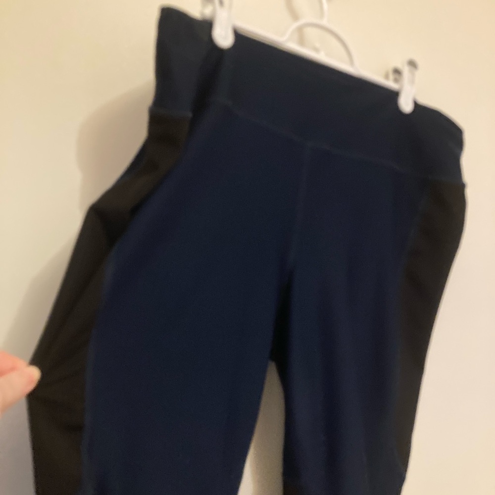 💚 Blue + Black Mesh Cutout Workout Pants - Small Hole